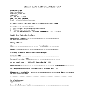 Credit Card Authorization Form