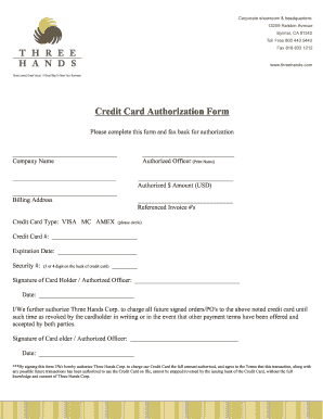 Credit Card Authorization Form