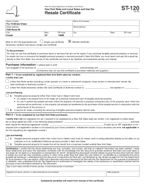 New York State Resale Certificate ST-120