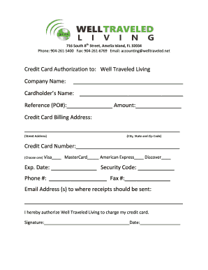 Credit Card Authorization Form