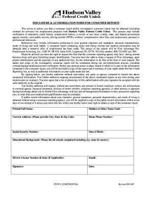 Disclosure Authorization Form for Consumer Reports