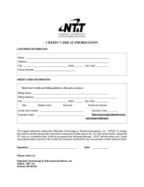 Credit Card Authorization Form
