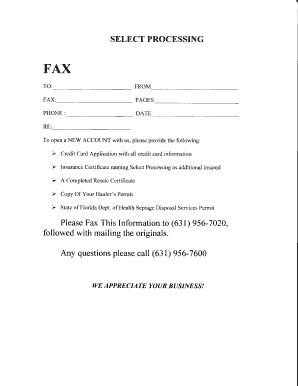 New Account Fax Form