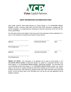 Credit Information Authorization Form