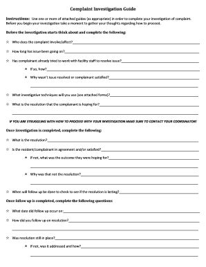 Complaint Investigation Guide