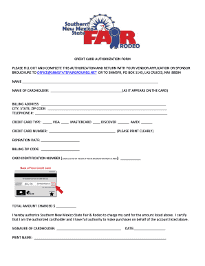 Credit Card Authorization Form