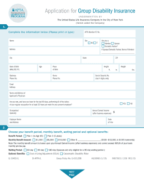 Application for Group Disability Insurance