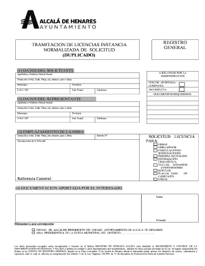 Instancia de solicitud de licencia