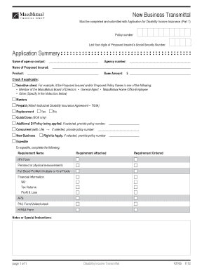 Pennsylvania Disability Income Insurance Application