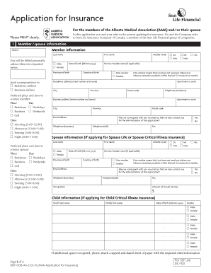 Alberta Medical Association Insurance Application