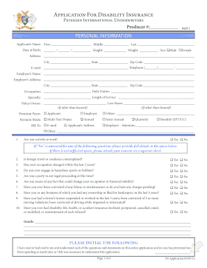 Application For Disability Insurance