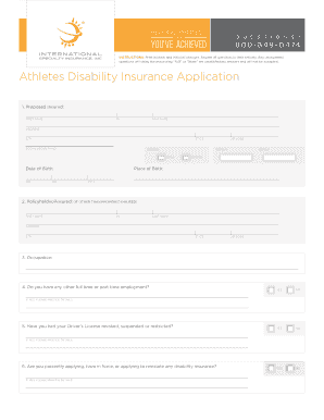 Athletes Disability Insurance Application