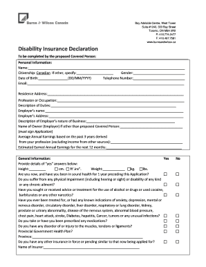 Disability Insurance Application Form