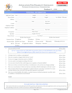 Application For Disability Insurance