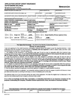 Group Credit Insurance Application