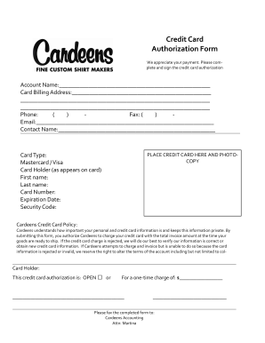 Credit Card Authorization Form