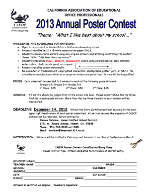 California Poster Contest Entry Form