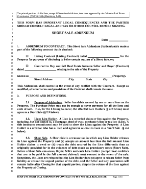 Colorado Short Sale Addendum