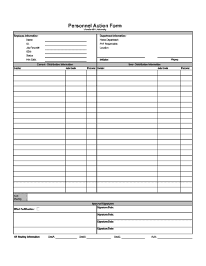 Vanderbilt University Personnel Action Form