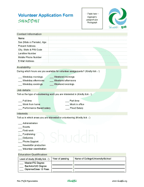 Volunteer Application Form