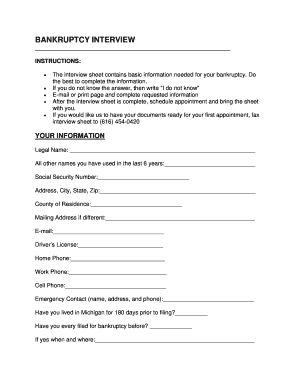 Bankruptcy Interview Form