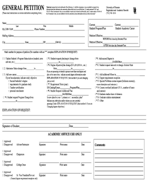 University of Houston Student Petition Form