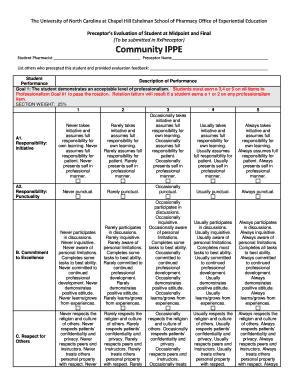 Preceptor’s Evaluation of Student at Midpoint and Final