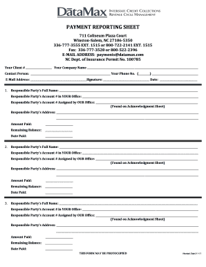 Payment Reporting Sheet
