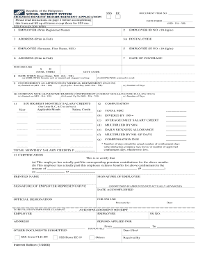 Philippines Sickness Benefit Reimbursement Application