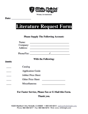 Wheel Accessories Literature Request Form