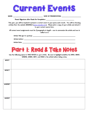 Current Events Presentation Form