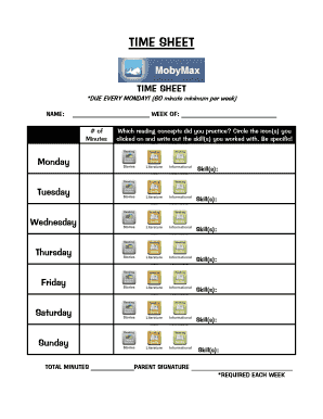 Time Sheet for Reading Practice
