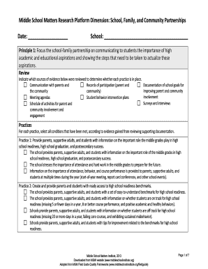 Implementation plans - Research Platform Dimension School, Family, and Community Partnerships