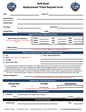 Belk Bowl Replacement Ticket Request Form