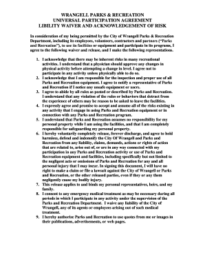 Wrangell Parks & Recreation Liability Waiver