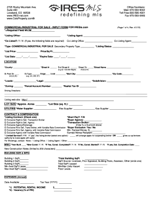 Commercial Industrial For Sale Input Form