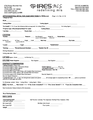 Colorado Office Industrial Retail Lease Input Form