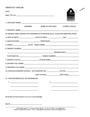 Passport Application Form