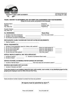 Yearly Report to Determine and/or Verify EDU Assignment for Business