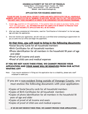 Application for Housing Assistance