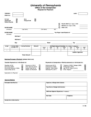 University of Pennsylvania Request for Payment