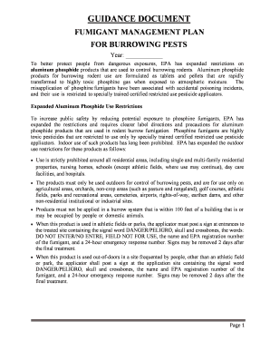 Fumigation Management Plan for Burrowing Pests