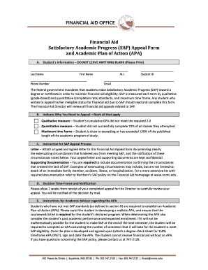 Satisfactory Academic Progress Appeal Form