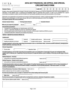 2016-2017 Financial Aid Appeal Form