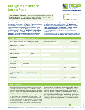 Change My Insurance Details Form