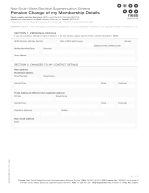 New South Wales Pension Change of Membership Details Form
