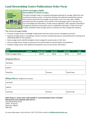 Land Stewardship Centre Publications Order Form