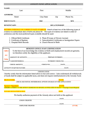 Annuity Fund Application