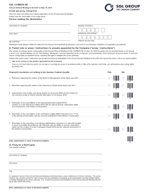 SGL CARBON SE Annual General Meeting Proxy Form