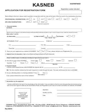 KASNEB Application for Registration Form